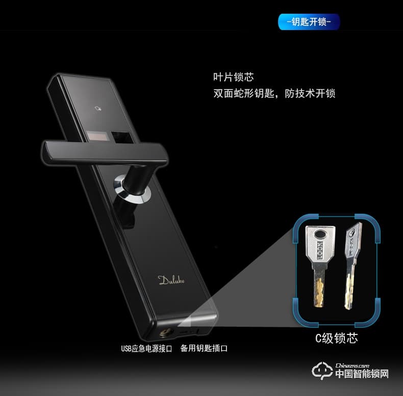 杜鲁克智能锁 家用防盗门指纹锁 别墅铜门木门刷卡密码锁