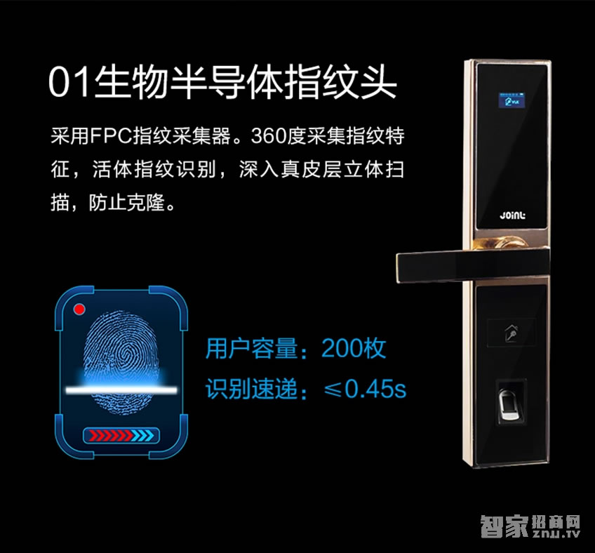 佳因特智能锁J01四种开门方式、超B级锁芯