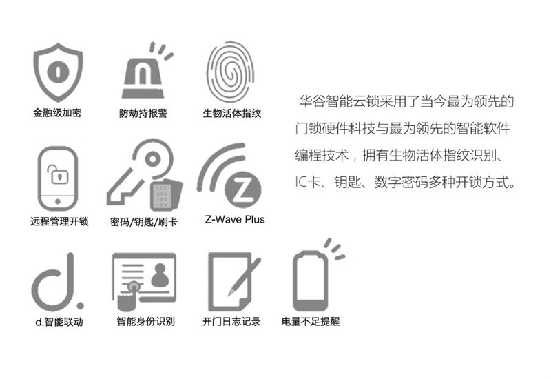 华谷智能锁 智能云锁 家用指纹门锁