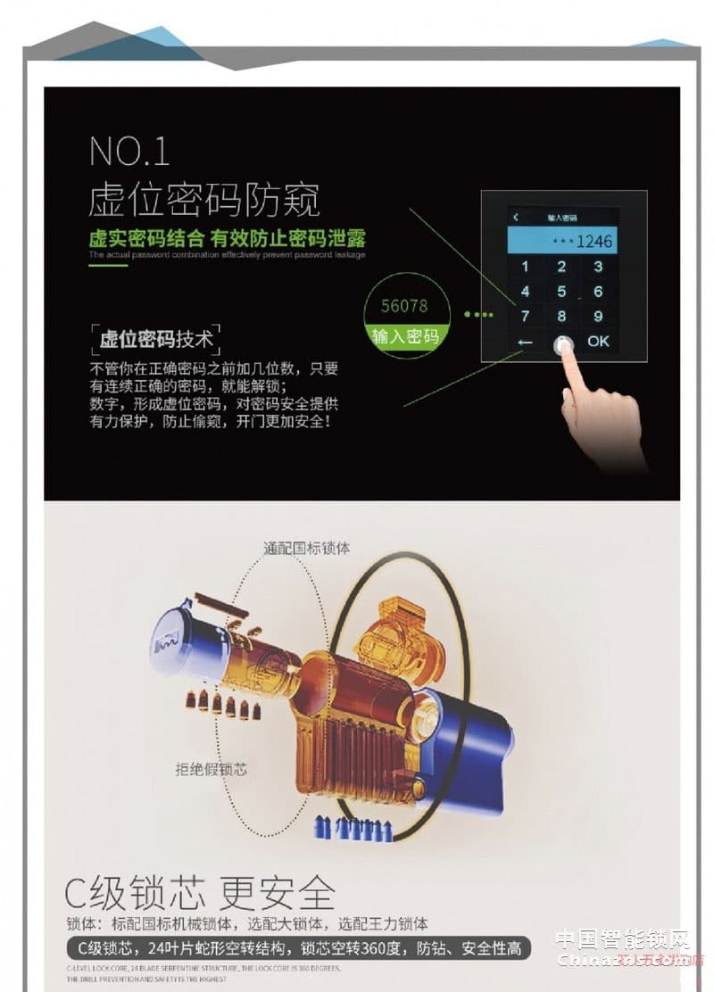 中控锌合金智慧锁TL100 家用电子防盗门密码锁