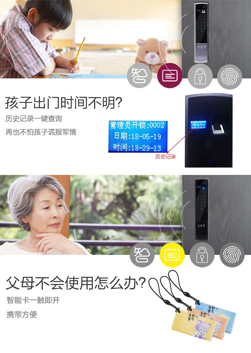 克诺雷智能锁 五合一开门智能锁 智能感应密码锁