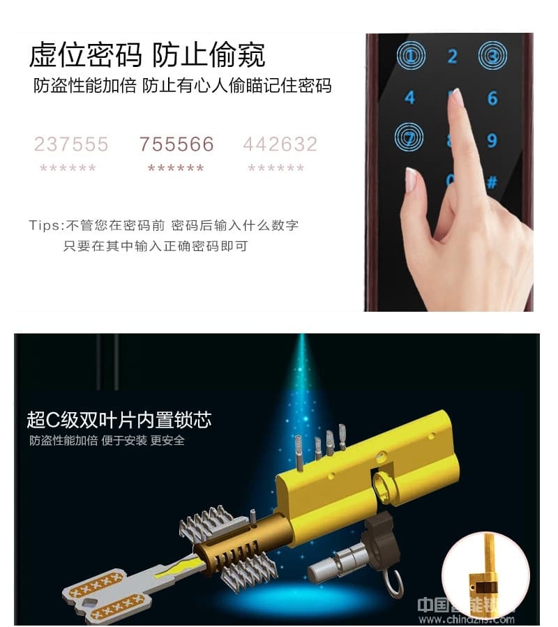 克诺雷智能锁 五合一开门智能锁 智能感应密码锁