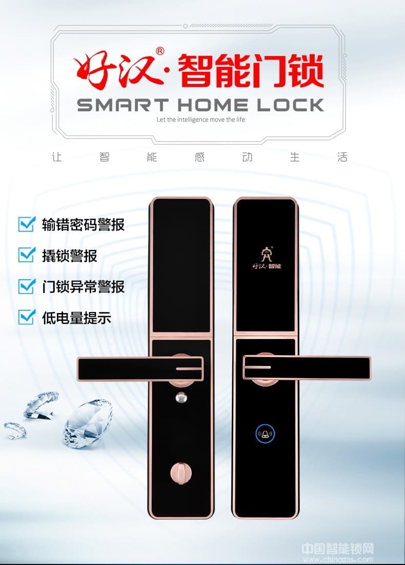 好汉智能电子感应门锁 手机APP防盗指纹锁