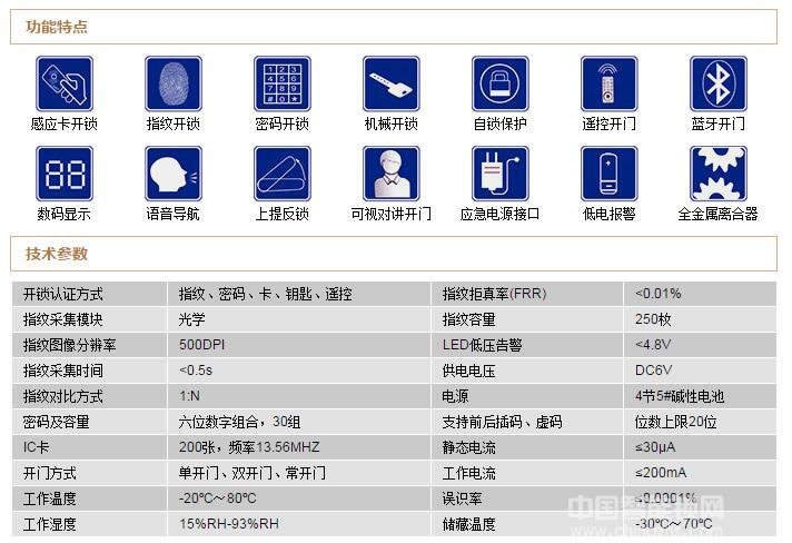 顺景智能锁黑色指纹密码锁 入户门电子锁