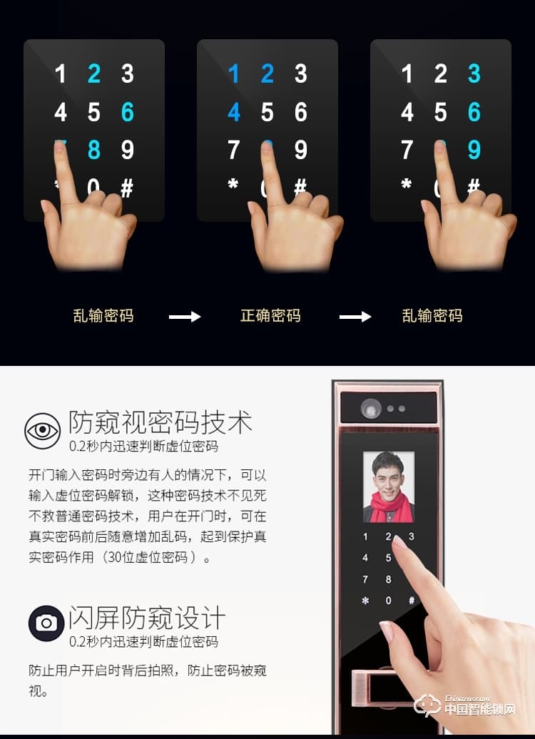 伊派尔指纹锁 人脸识别掌静脉指纹锁家用防盗门锁密码锁