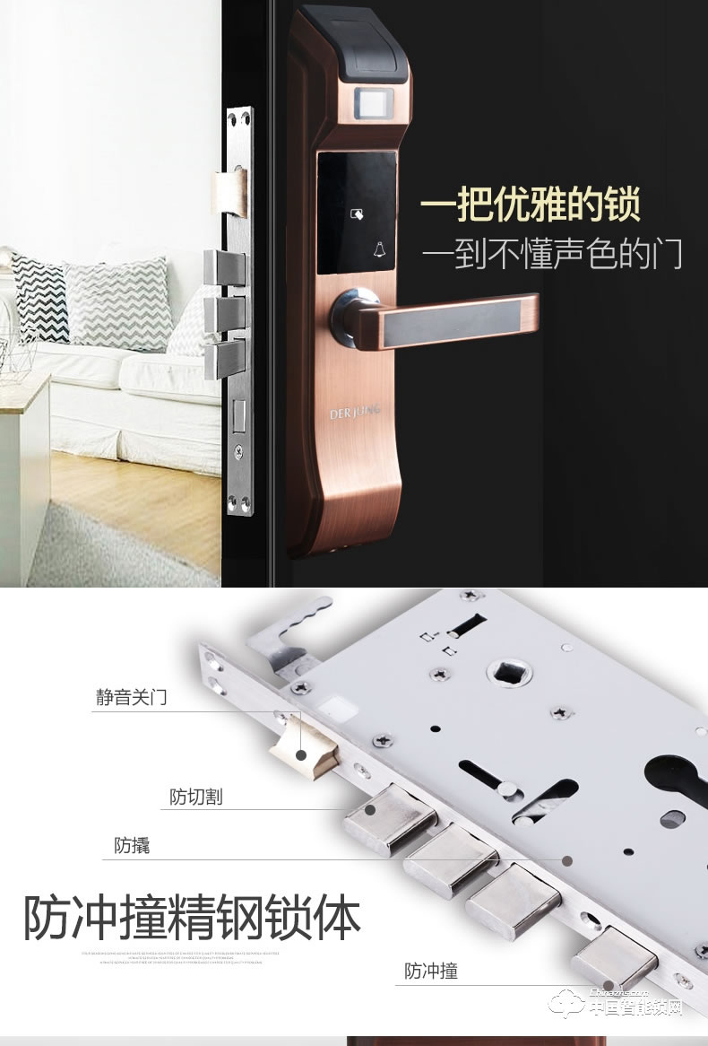 典匠智能锁 D6017智能家用防盗门半导体指纹锁密码锁