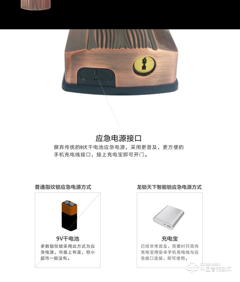 龙锁天下智能锁 滑盖指纹密码锁 防盗门智能锁Z08