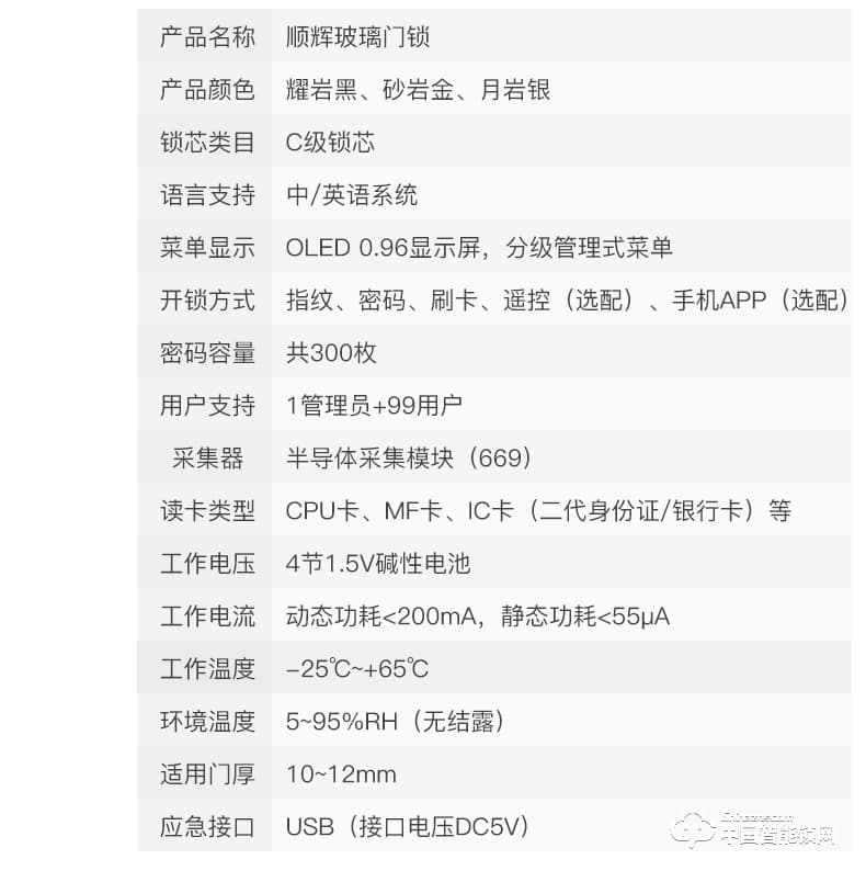 顺辉智能锁 办公室玻璃门指纹锁