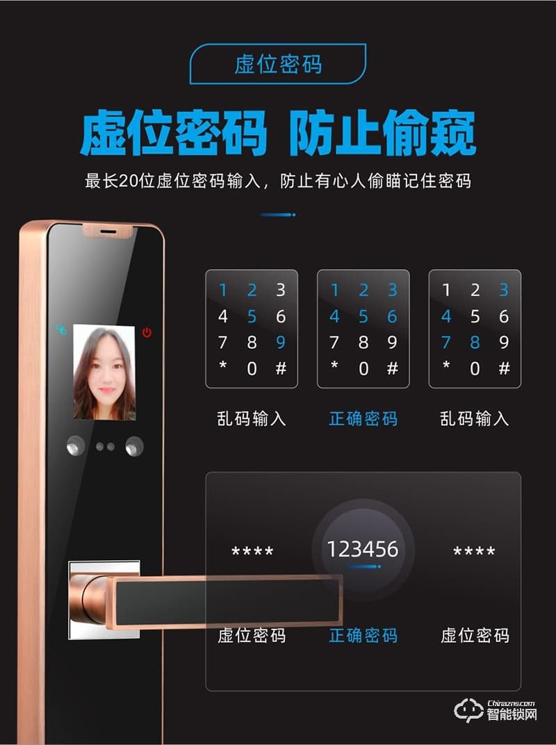 鸿兴福智能锁 A8003人脸识别掌静脉智能锁