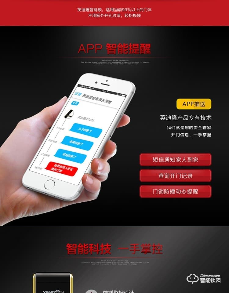 英迪隆智能锁 S-6801家用防盗门密码锁 