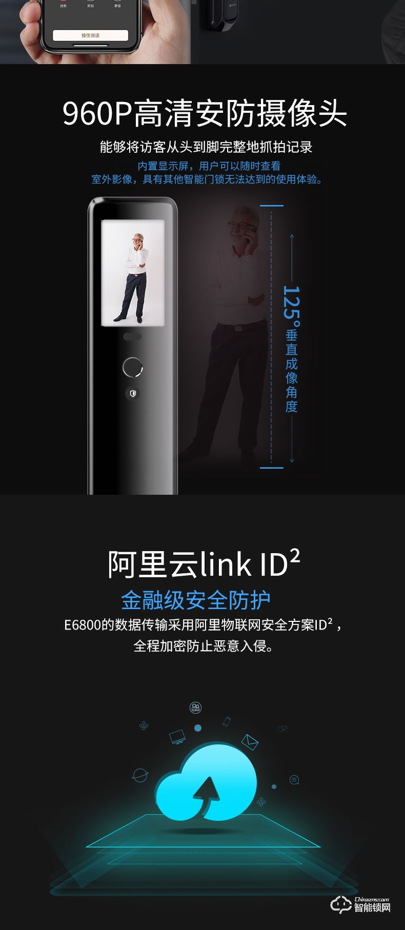 移康智能锁 E6800全自动家用防盗智能门锁电子锁