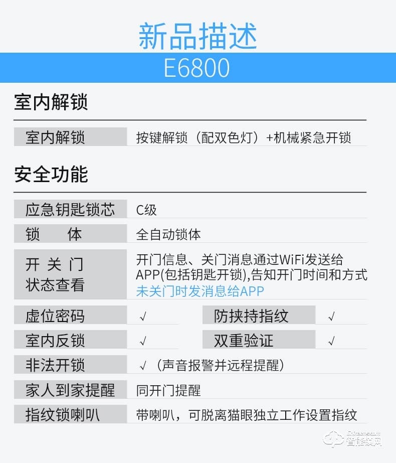 移康智能锁 E6800全自动家用防盗智能门锁电子锁