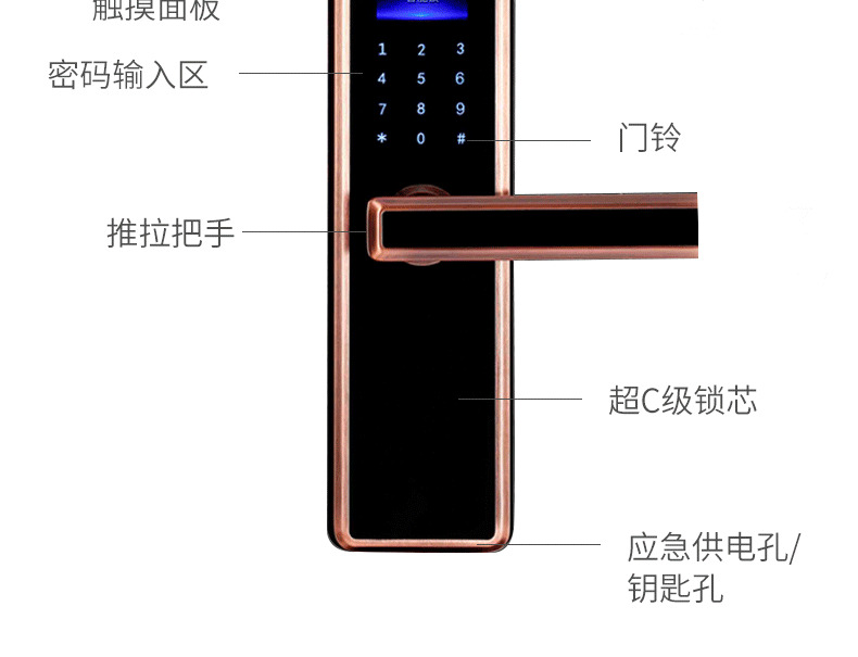 佰德龙智能锁 239家用防盗门电子密码锁