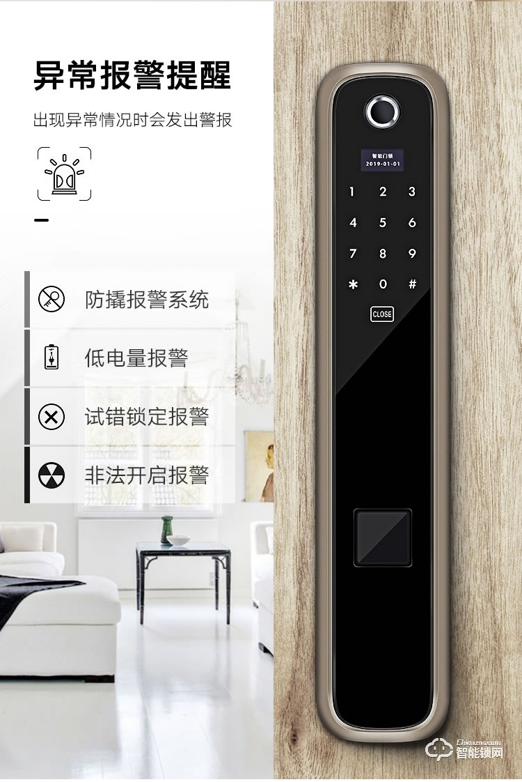 艾创米智能锁 S119新品家用防盗门大门电子门锁