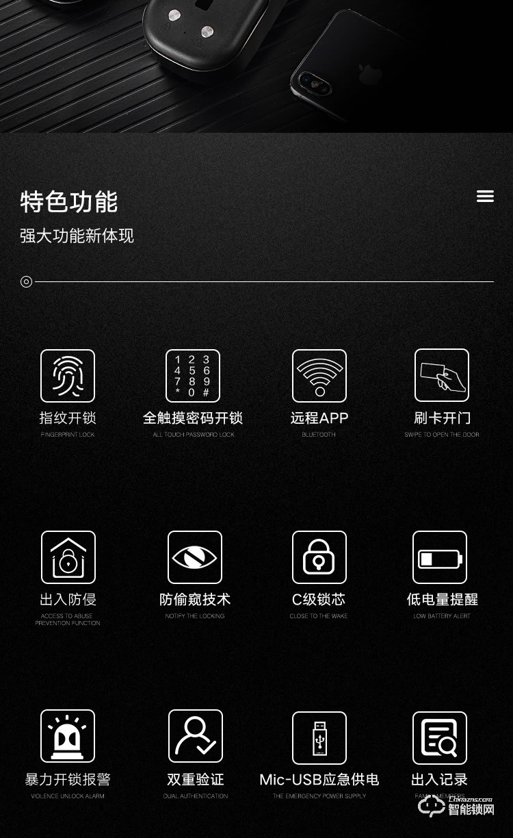 艾创米智能锁 Q3家用防盗门密码锁电子门锁