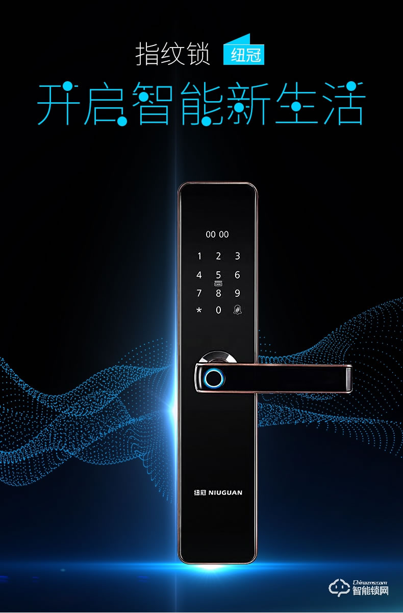 纽冠智能锁 N910一握即开家用防盗门密码锁