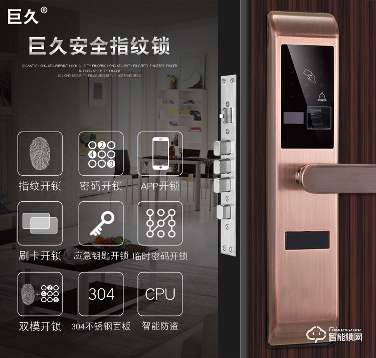 巨力智能锁 A8家用防盗门智能锁门