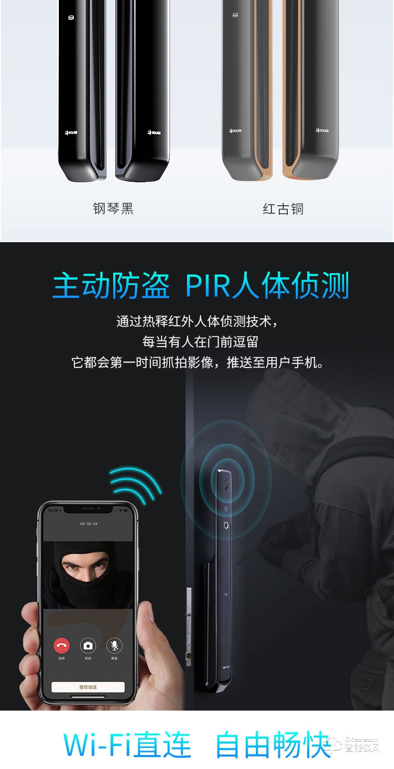 移康智能锁 E6800猫眼全自动家用防盗智能门锁