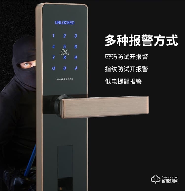 狮柯装甲锁 D0604家居指纹密码锁刷卡开锁