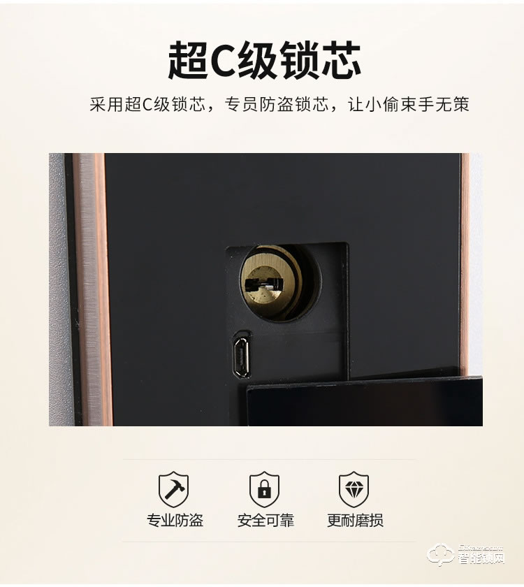 狮柯装甲锁 D0604家居指纹密码锁刷卡开锁