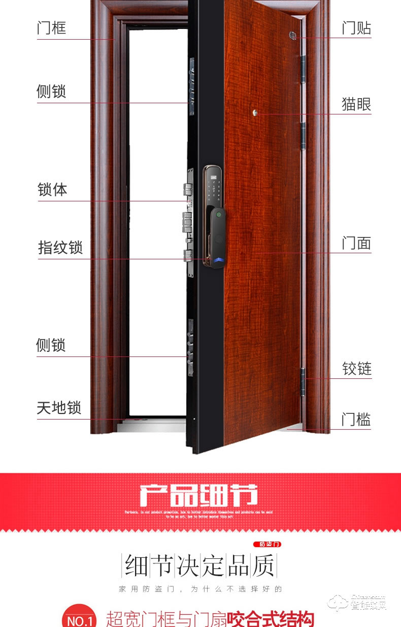 高雅居智能门 家用安全门智能指纹进户门