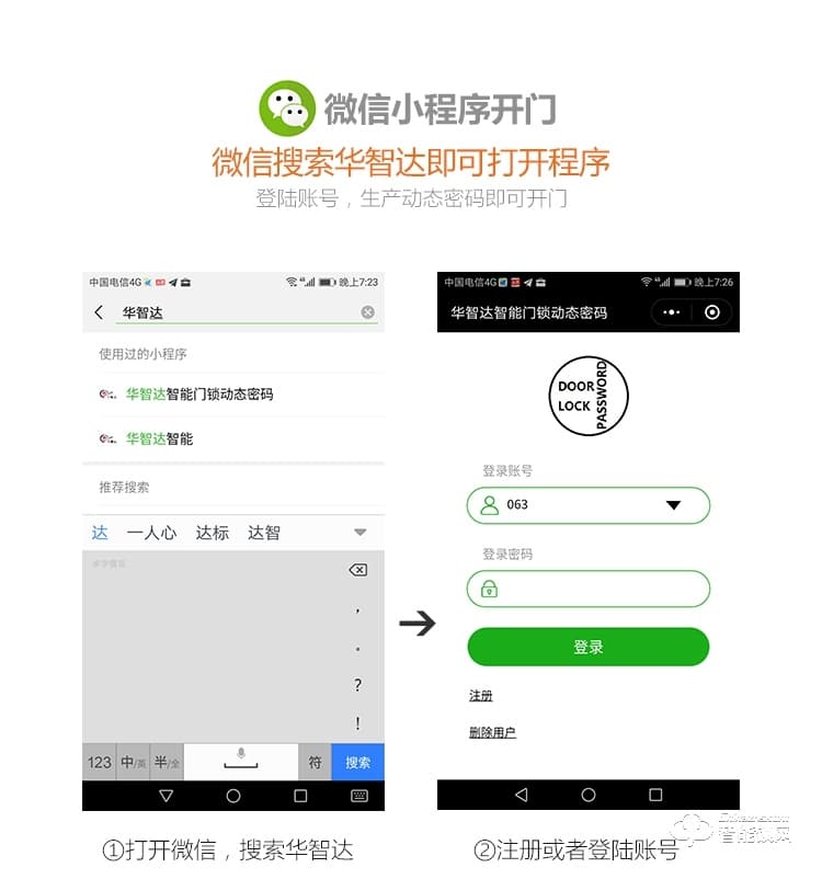 华智达智能锁 HZD-063家用防盗门大门锁刷卡磁卡锁