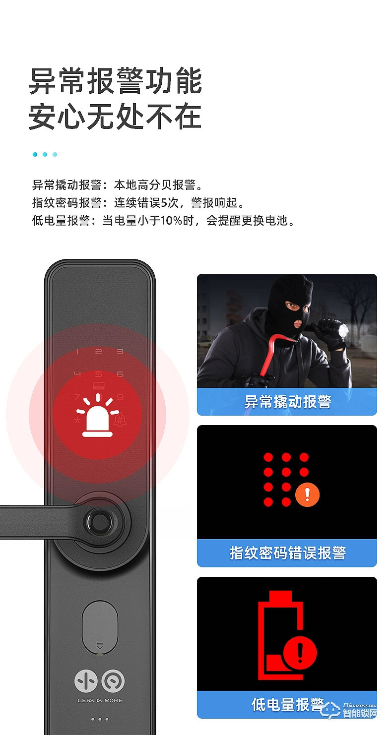 小凡智能锁 E19家用防盗门室内木门指纹密码锁