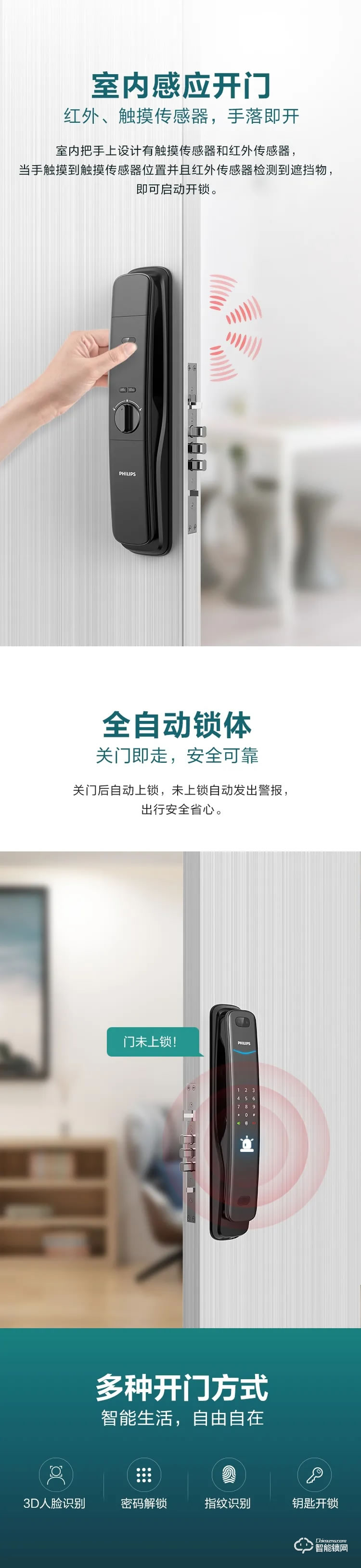 飞利浦智能锁 DDL702家用3D人脸识别全自动智能锁