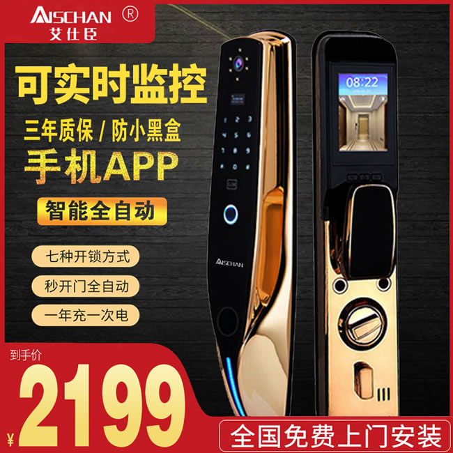 艾仕臣智能锁 AS-008家用防盗门可视远程锁